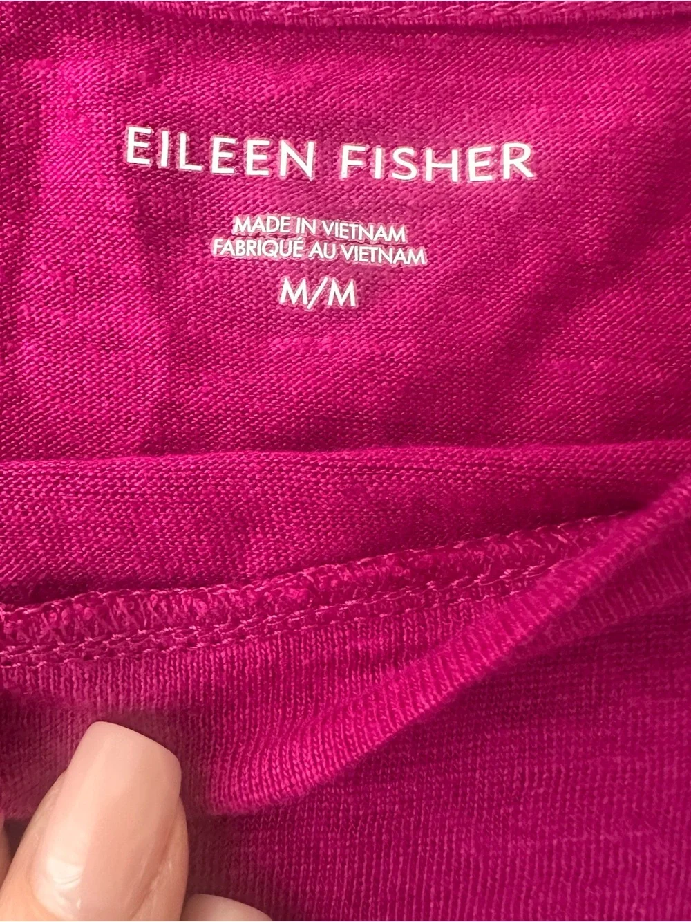 Eileen Fisher set of 2 Linen Long-Sleeve Crewneck Tops - Fuchsia & Dark Green M - Picture 3 of 10